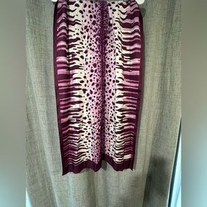 Vakko Purple & White Animal Print Silk Scarf